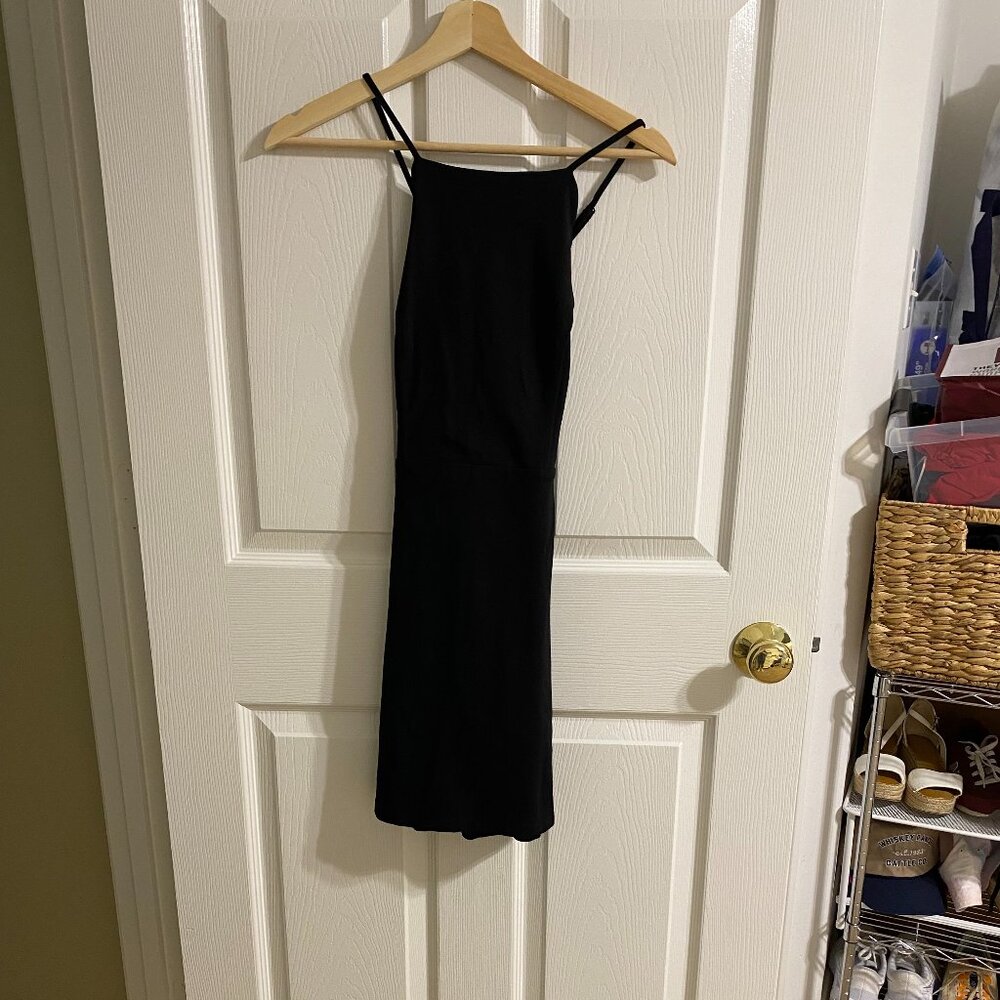 Lush Scalloped Little Black Dress
